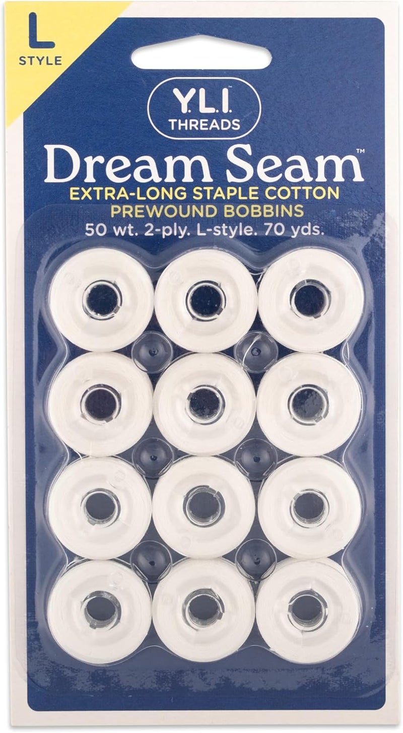 YLI Threads YLI Cotton Quilting Thread – 50 wt Egyptian Cotton for Piecing & Quilting - Low-lint & Strong - L Style Prewound Bobbins - Natural White - Image 1